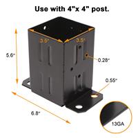 Kit de support en acier de connexion en bois durable pour poutres en bois Extension de structure de pergola personnalisée 4x4 (taille réelle: 3.5x3.5 ")