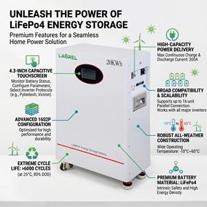 Batterie de stockage d'énergie domestique verticale 15 kWh, écologique, LiFePO4 (phosphate de <span class=keywords><strong>fer</strong></span> et de lithium) pour système solaire hors réseau - Product Image 3