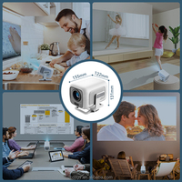 Projecteur LED intelligent Android 14 avec WiFi 6, mise au point automatique, 200 lumens, 130 pouces HD pour cinéma maison et utilisation portable en extérieur