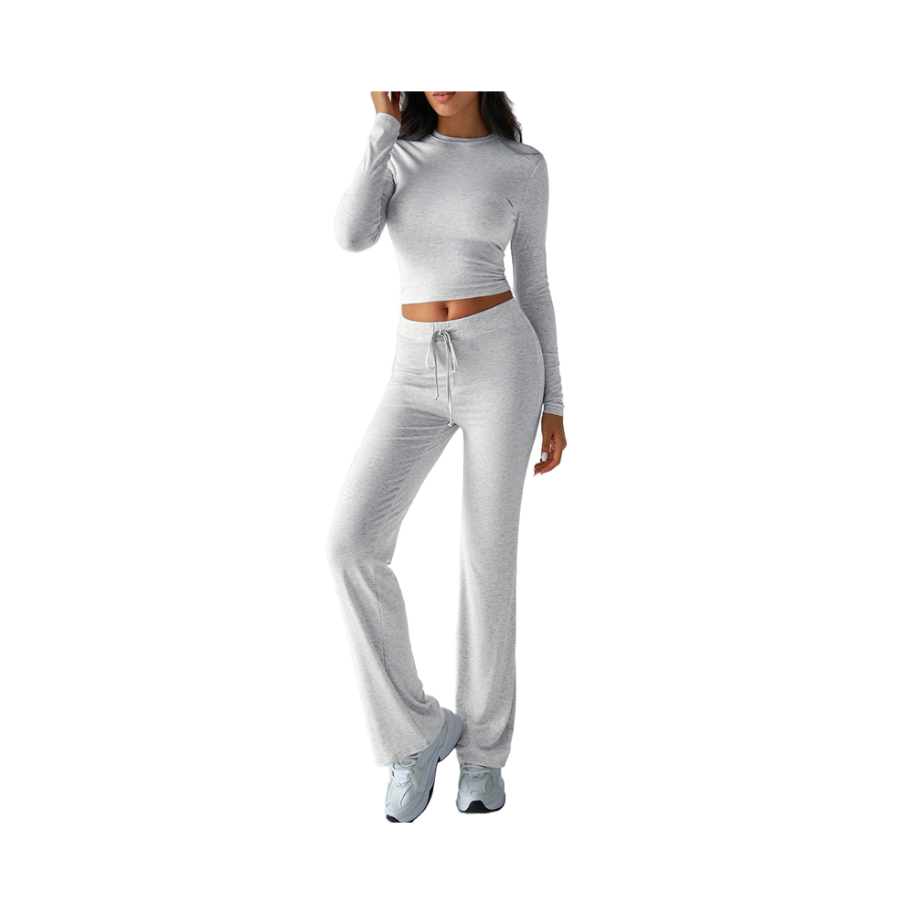 Autumn Winter 2025 Women's Casual Suit Set Long Sleeve T-Shirt & Straight Pants Spandex/Polyester Anti-Pilling Sports Yoga Style