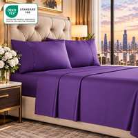 Parure de Lit de Luxe 4 Pièces en Microfibre Brossée avec Draps à Bonnets Profonds