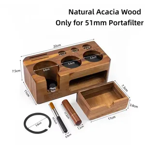 Soporte organizador de cajón rectangular clásico de madera de 51 mm para tamper de café multifunción, soporte para portafiltro de <span class=keywords><strong>molinillo</strong></span> 3/5 y estante de almacenamiento - Product Image 4
