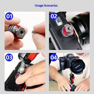 Adaptador de tornillo de cámara universal Tengdafei de 1/<span class=keywords><strong>4</strong></span> pulgadas, soporte de metal con rotación de 360°, conversión <span class=keywords><strong>4</strong></span> en 1 para Insta360 ONE X2/POCKET2 Action - Product Image 3