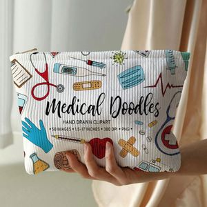 Custom Pattern Digital Printing Reusable Soft Handle Corduroy Zipper Makeup Cosmetic <b>Bag</b> for Women - Product Image 2