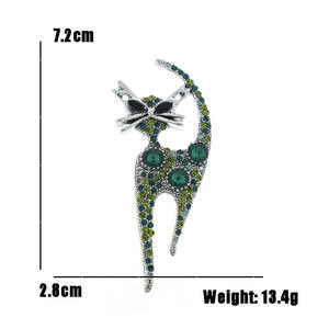 Ramillete europeo y americano transfronterizo retro lindo gatito rhinestone animal broche exquisito collar de diamantes broche al por mayor - Product Image 2