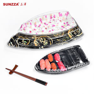 Sunzza-impresión personalizada <span class=keywords><strong>de</strong></span> plástico para mascotas, embalaje apilable para comida, <span class=keywords><strong>sushi</strong></span>, <span class=keywords><strong>barco</strong></span>, desechable, <span class=keywords><strong>grande</strong></span>, color negro - Product Image 1