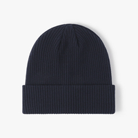 Bonnet tricoté unisexe en coton côtelé 100 % personnalisé avec revers plié, extensible, chaud pour l'hiver, avec logo brodé – Vente en gros