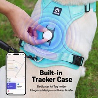 Harnais pour chien en nylon et plastique, personnalisable avec logo, réfléchissant, anti-traction, avec poignée d'entraînement et laisse, compatible AirTag