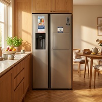 Réfrigérateur-congélateur côte à côte 606L avec distributeur d'eau et de glace, technologie BLDC Inverter Multi Air Cooling pour villas, hôtels et maisons d'hôtes, 50Hz