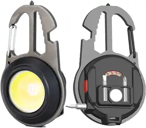LED Small Flashlight Key Chain Light COB Multi-Function Mini Work Light 500 Lumen Rechargeable 6Lighting Modes,Cigarette Lighter