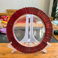 Assiette de table en verre électroplaqué à motif rayonnant, style européen, assiette à steak, assiettes de présentation de luxe pour banquets de mariage