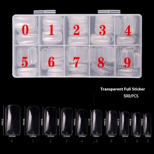 Venta caliente Nail Art 500 piezas en caja French Nail Art Media pasta y pasta completa <span class=keywords><strong>Uñas</strong></span> artificiales con pegamento Natural transparente - Product Image 6