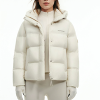 Veste courte matelassée blanche à capuche pour femme, logo brodé, manteau en duvet matelassé, vente en gros