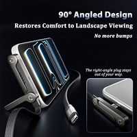 Nuevo Diseño, Cable Trenzado de Nailon Tipo-C 2 en 1 de 5 Pies y 240 W con Carga Rápida, Soporte para Teléfono, Codo de 90 Grados, Rotación de 360 Grados, Multiángulo, Compatible