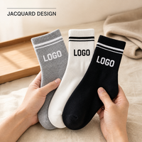 Chaussettes en coton personnalisées avec logo, vente en gros, rayures colorées, jacquard, tricot côtelé