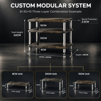 Support audio HiFi, en contreplaqué de bouleau avec revêtement UV de 0,5 mm, pieds en acier inoxydable massif, support d'amplificateur antichoc avec pointes d'isolation