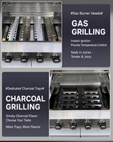 Barbecue à gaz portable en acier inoxydable 304 à 4 brûleurs avec tube de rôtissoire pour cuisine extérieure