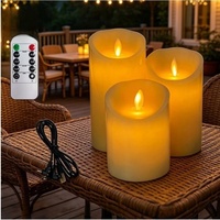 Ensemble de 3 bougies LED sans flamme avec télécommande, minuterie, effet de scintillement, bougies en cire véritable pour mariage, Noël, décoration de fête à domicile