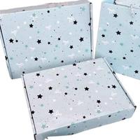 Boîte en carton personnalisée imprimée, motif étoile bleu clair, boîte d'emballage cadeau en carton ondulé