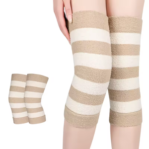 Proveedor de fábrica: Calentador de <span class=keywords><strong>rodilla</strong></span> de forro polar a rayas, tejido elástico, para dormir por la noche, para artritis - Product Image 2