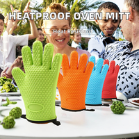 Mitaines de four en silicone épaissie imprimées Gants à micro-ondes anti-brûlure pour la cuisson et la cuisine Isolant à la chaleur