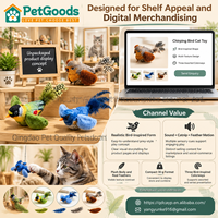 Jouet interactif pour chat en forme d'oiseau chiaquant, avec herbe à chat, plumes et mouvements simulés, 3 couleurs, pour une interaction vidéo facile, faible MOQ, personnalisable