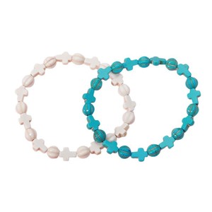 Cross <b>Bracelet</b> White <b>Beaded</b> Unisex Jewelry Gift Yiwu Origin YM 0605 - Product Image 4