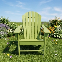 Chaise Adirondack moderne en PEHD vert, résistante aux intempéries, mobilier d'extérieur portable pour jardin, terrasse, foyer, école