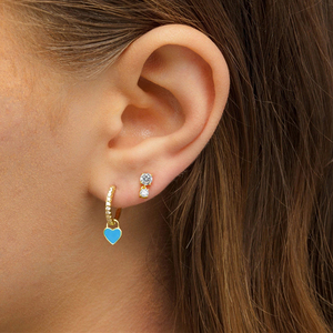 ROXI S925 Pendientes de Aro Redondos de Plata de Ley con Colgante de Corazón Azul y Esmalte en Forma de Corazón - Product Image 5