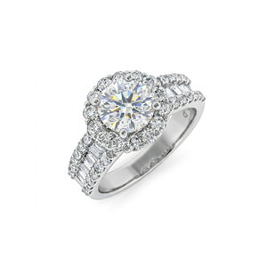 Anillo de Boda Personalizado de Plata Chapada en Oro de 14K con Diamante Redondo de 2.00 Quilates, Cultivado en Laboratorio, Corte Brillante, Calidad VVS-VS, para Fiesta - Product Image 1