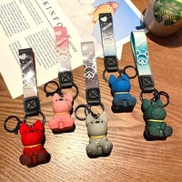 Vente en gros 3D résine colorée bouledogue français porte-clés mignon couple sac pendentif suspendu chien porte-clés
