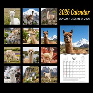 Calendrier mural spirale 12 mois sur le thème de <span class=keywords><strong>l</strong></span>'alpaga 2026-2027 pour les amoureux des animaux, idéal pour offrir et décorer la maison ou le bureau (vente en gros) - Product Image 2