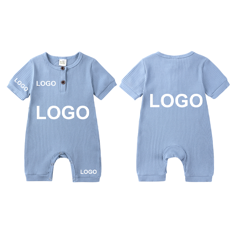 ORANGLES Ribbed Cotton Baby Bodysuit Romper – Newborn Summer Clothes for Baby Boys & Girls Wholesale Infant Outfit - detailed closeup view - Image 3 of 3 | great for travel | Texas | Free Shipping ORANGLES