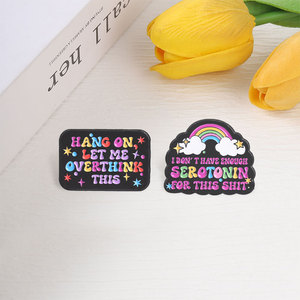 Pin Esmaltado 'Espera un momento, deja que lo piense', Broche '<span class=keywords><strong>No</strong></span> tengo suficiente con el nivel de serotonina', Insignia con Citas de Arcoíris sobre Salud Mental, Joyería, Regalo - Product Image 3