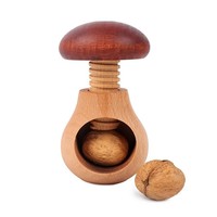 Pince à noix robuste avec manche en bois massif naturel en forme de champignon pour les noix