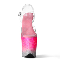 Sandales à plateforme en PVC à finition pailletée, talon aiguille de 20 cm, bout ouvert, chaussures de danse pour femmes, sangle transparente, tenue de club, fabrication sur mesure