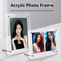 Présentoir de table en cristal de cadre photo en acrylique transparent de 7 pouces pour logo personnalisé pour cartes postales et montage de photos