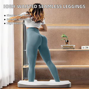 Women's High-Waisted Breathable Seamless Yoga Pants Spandex/Nylon Material Tummy Control Sculpting for Leg <b>Shaping</b> Elastic Waist - Product Image 2