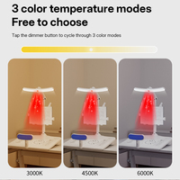 Lampe de bureau LED multifonctionnelle pour le soin des yeux, 3 températures de couleur, rechargeable, lampe de table d'étude avec support de lecture, horloge et minuteur