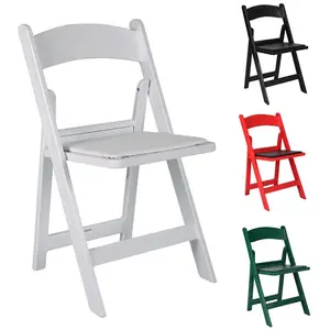 Chaises pliantes Wimbledon en plastique résine blanche pour événement, jardin extérieur mariage, banquet, hôtel, restaurant, fête, café