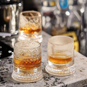 New Arrival <strong>Crystal</strong> Creative Rotating Whiskey Glass Drinking Cup with Glass Tray Rock Spinning Whisky Glass Shunstone Factory - Product Image 3