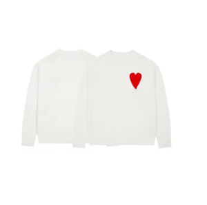 <span class=keywords><strong>Maglione</strong></span> Ami da Uomo, Produttore Ami Paris, Felpa Bianca di Lusso <span class=keywords><strong>con</strong></span> Motivo a <span class=keywords><strong>Cuore</strong></span> - Product Image 3