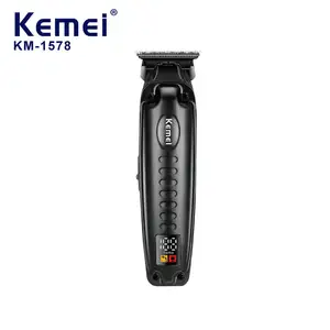 Kemei KM-1578 alat potong rambut pria, mesin gunting isi ulang daya USB tampilan Digital Lcd Profesional