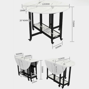 Foldable Smart <b>Dining</b> <b>Table</b> <b>With</b> Built-In <b>Chairs</b> and Wheels Space-Saving Modern Furniture Quick <b>Folding</b> for Storage BA025 Foldab - Product Image 6