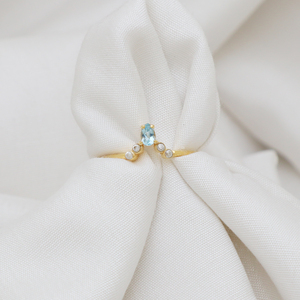 Bague en argent sterling 925 coussin topaze bleu ciel plaqué or 14 carats accessoire de mariage et de fête pour femme - Product Image 2