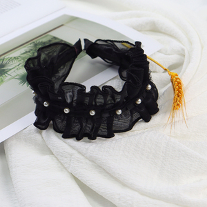 Mode Kleine Spitze Perlen Schwarz Lolita Kinder Mädchen Stirnband Dunkler Stil Süße <span class=keywords><strong>Coseplay</strong></span> Puppe Haarschmuck Mädchen Haar bänder - Product Image 2