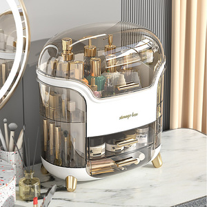 Organizador de <span class=keywords><strong>maquillaje</strong></span> giratorio de primera calidad, acrílico de 4 cajones estuche cosmético, almacenamiento de plástico para el cuidado de la piel, contenedores de almacenamiento de <span class=keywords><strong>maquillaje</strong></span>, cosméticos - Product Image 5