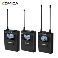 COMICA CVM-WM300II(A) Système de microphone Lavalier sans fil rechargeable UHF à 96 canaux en alliage de zinc (portée de 394 pieds)(2TX + 1RX)