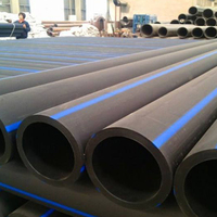 Tuyau en polyéthylène haute densité (PEHD) flexible, haute pression, durable, qualité PE100, DN16-DN1600, noir à rayures bleues, pour l'eau