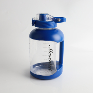 Botella de Agua Deportiva de Plástico Tritan de 88 oz con Marcador de Tiempo, Asa y Pajita, Ecológica, Color Azul Marino Sólido, para Adultos - Product Image 2